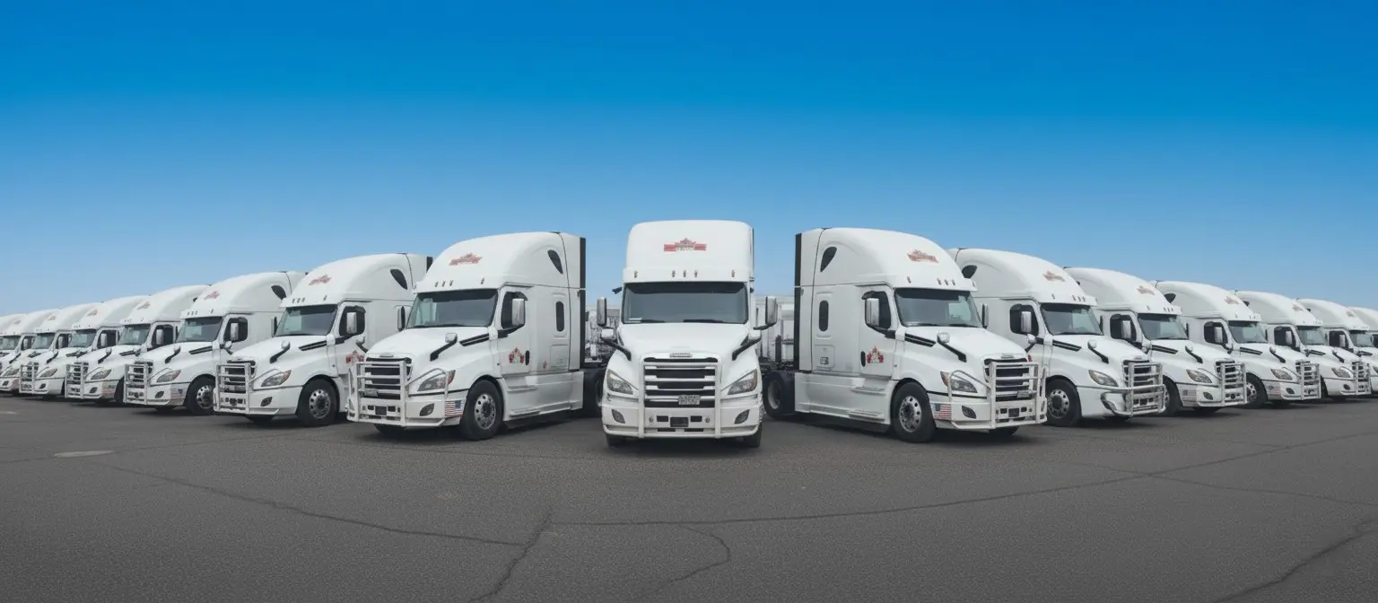 Professional Canadian flagged refrigerated trucks ready for cross-border transportation